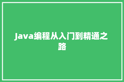 Java编程从入门到精通之路