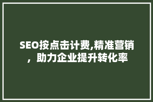 SEO按点击计费,精准营销，助力企业提升转化率