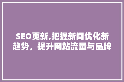 SEO更新,把握新闻优化新趋势，提升网站流量与品牌影响力  第1张