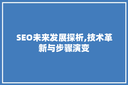 SEO未来发展探析,技术革新与步骤演变