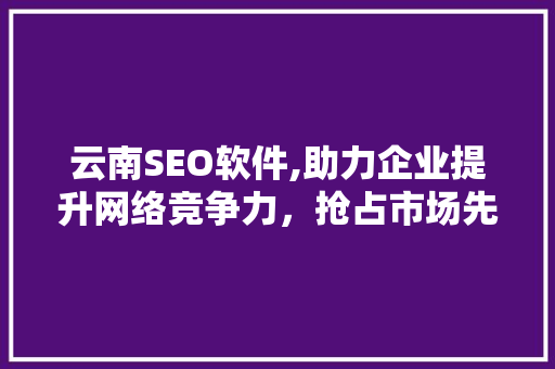 云南SEO软件,助力企业提升网络竞争力，抢占市场先机