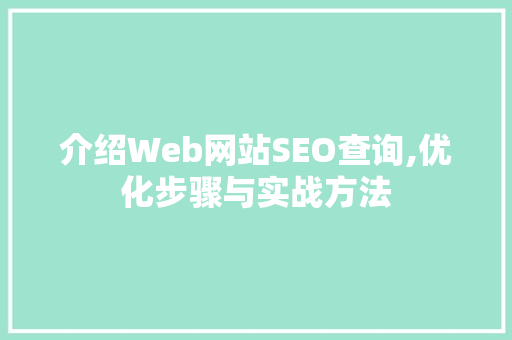 介绍Web网站SEO查询,优化步骤与实战方法