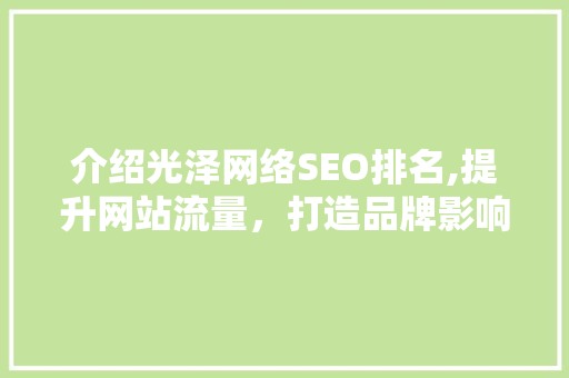 介绍光泽网络SEO排名,提升网站流量，打造品牌影响力