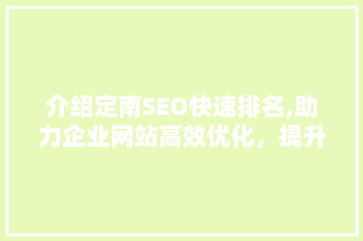 介绍定南SEO快速排名,助力企业网站高效优化，提升网络影响力