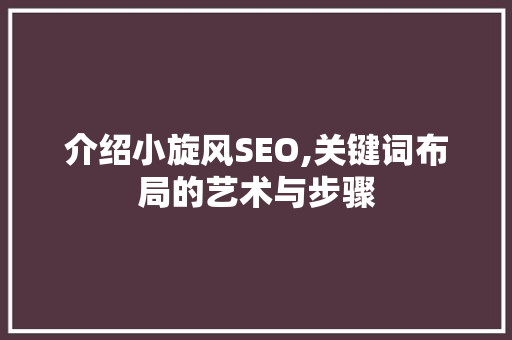 介绍小旋风SEO,关键词布局的艺术与步骤