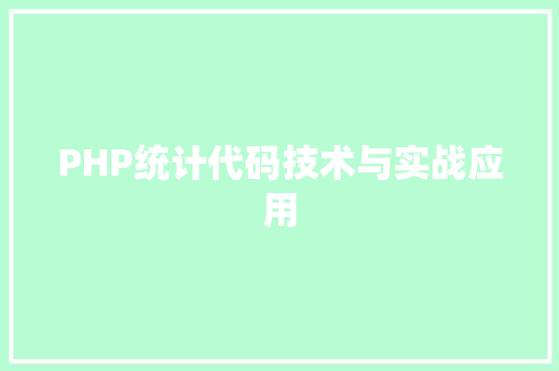 PHP统计代码技术与实战应用