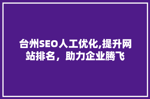 台州SEO人工优化,提升网站排名，助力企业腾飞  第1张