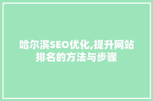 哈尔滨SEO优化,提升网站排名的方法与步骤