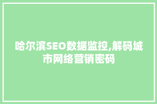 哈尔滨SEO数据监控,解码城市网络营销密码
