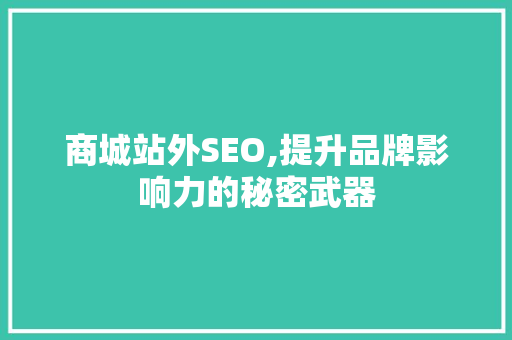 商城站外SEO,提升品牌影响力的秘密武器