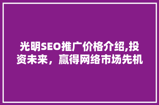 光明SEO推广价格介绍,投资未来，赢得网络市场先机