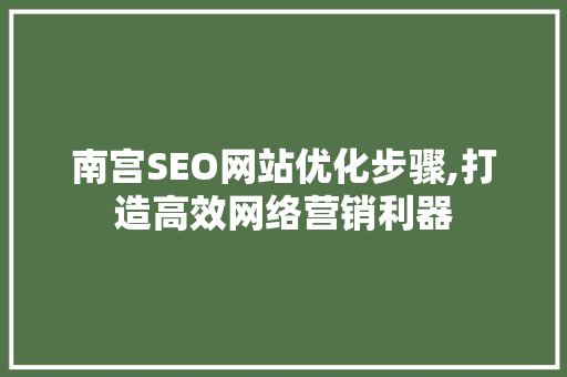 南宫SEO网站优化步骤,打造高效网络营销利器