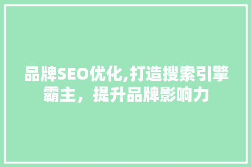 品牌SEO优化,打造搜索引擎霸主，提升品牌影响力