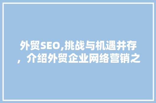 外贸SEO,挑战与机遇并存，介绍外贸企业网络营销之路