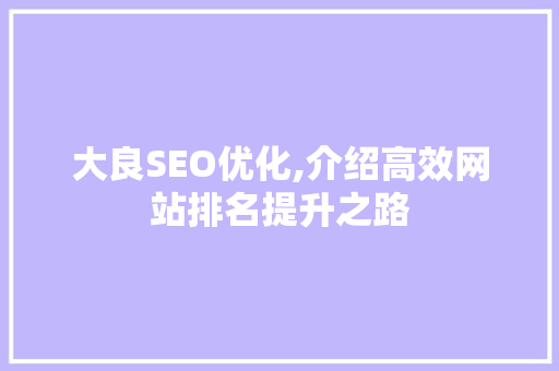 大良SEO优化,介绍高效网站排名提升之路