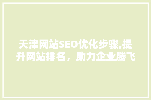 天津网站SEO优化步骤,提升网站排名，助力企业腾飞