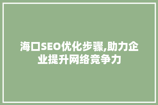 海口SEO优化步骤,助力企业提升网络竞争力