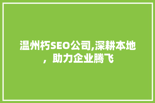 温州朽SEO公司,深耕本地，助力企业腾飞