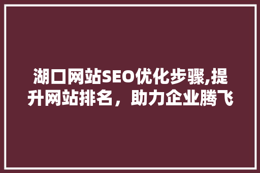湖口网站SEO优化步骤,提升网站排名，助力企业腾飞