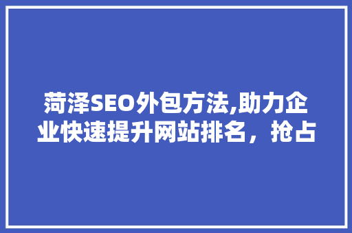 菏泽SEO外包方法,助力企业快速提升网站排名，抢占市场份额