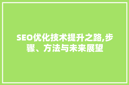 SEO优化技术提升之路,步骤、方法与未来展望
