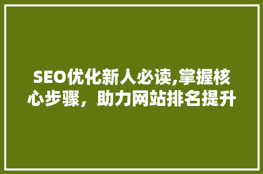 SEO优化新人必读,掌握核心步骤，助力网站排名提升