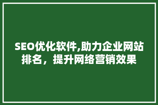 SEO优化软件,助力企业网站排名，提升网络营销效果