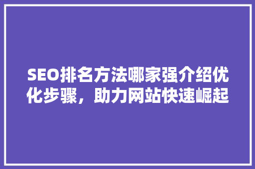 SEO排名方法哪家强介绍优化步骤，助力网站快速崛起