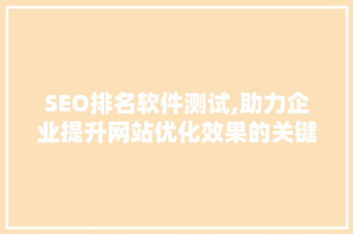 SEO排名软件测试,助力企业提升网站优化效果的关键一环