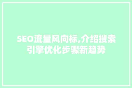 SEO流量风向标,介绍搜索引擎优化步骤新趋势