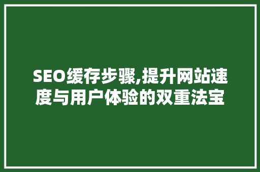 SEO缓存步骤,提升网站速度与用户体验的双重法宝