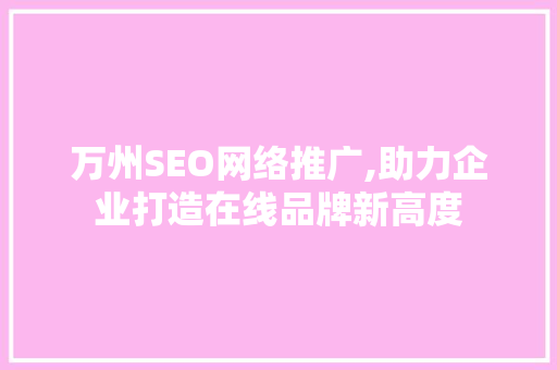 万州SEO网络推广,助力企业打造在线品牌新高度