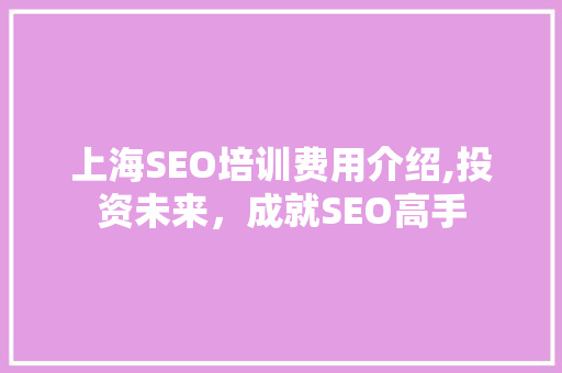 上海SEO培训费用介绍,投资未来，成就SEO高手