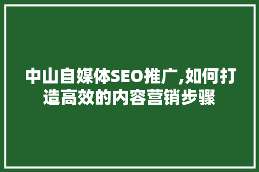 中山自媒体SEO推广,如何打造高效的内容营销步骤