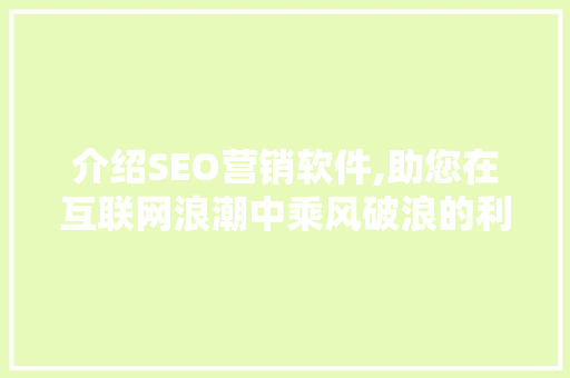 介绍SEO营销软件,助您在互联网浪潮中乘风破浪的利器  第1张