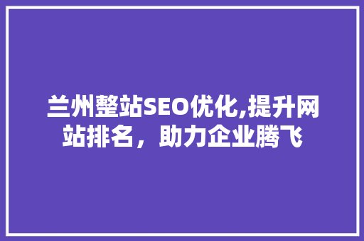 兰州整站SEO优化,提升网站排名，助力企业腾飞
