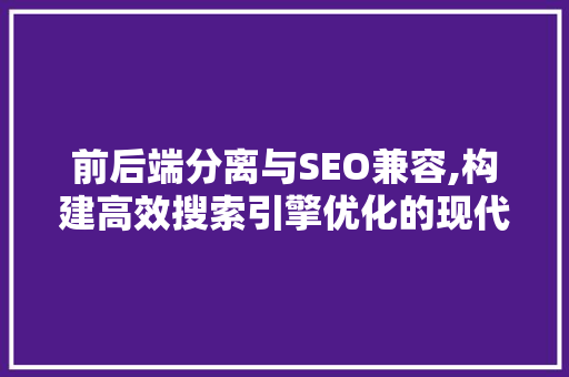 前后端分离与SEO兼容,构建高效搜索引擎优化的现代网站架构