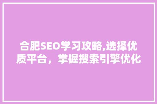 合肥SEO学习攻略,选择优质平台，掌握搜索引擎优化核心技能
