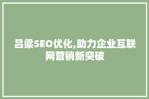 吕梁SEO优化,助力企业互联网营销新突破