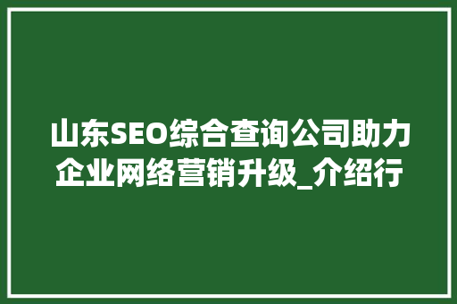 山东SEO综合查询公司助力企业网络营销升级_介绍行业发展趋势及步骤