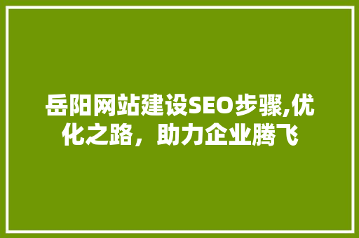 岳阳网站建设SEO步骤,优化之路，助力企业腾飞