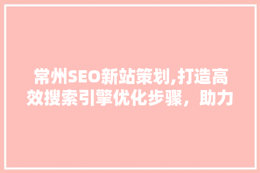 常州SEO新站策划,打造高效搜索引擎优化步骤，助力企业腾飞