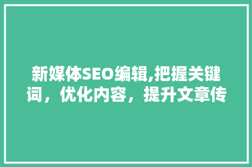 新媒体SEO编辑,把握关键词，优化内容，提升文章传播力  第1张