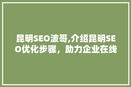 昆明SEO波哥,介绍昆明SEO优化步骤，助力企业在线崛起