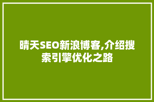 晴天SEO新浪博客,介绍搜索引擎优化之路