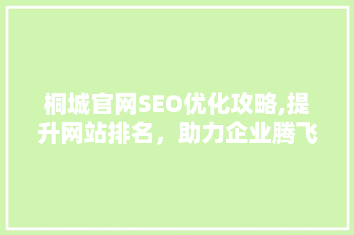 桐城官网SEO优化攻略,提升网站排名，助力企业腾飞