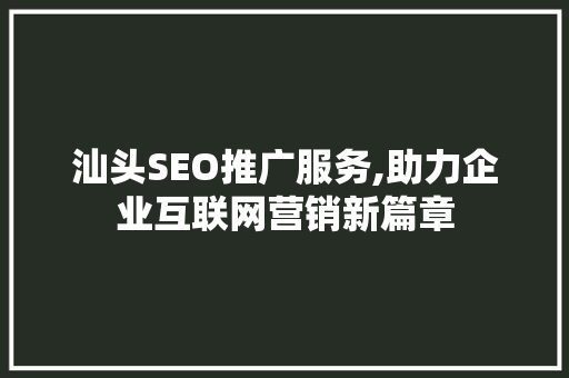 汕头SEO推广服务,助力企业互联网营销新篇章