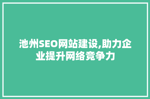 池州SEO网站建设,助力企业提升网络竞争力
