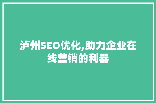 泸州SEO优化,助力企业在线营销的利器