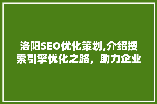 洛阳SEO优化策划,介绍搜索引擎优化之路，助力企业腾飞